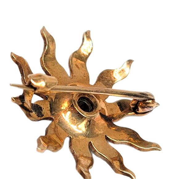 Vintage 10K Seed Pearl Diamond Victorian Sun Star Brooch - Picture 2 of 8